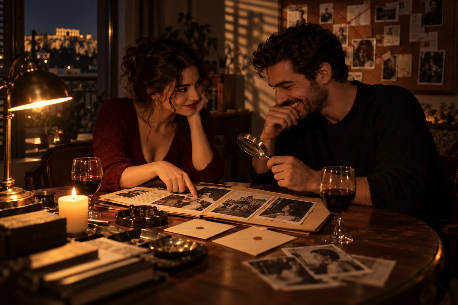 Ένα ζευγάρι λύνει μια υπόθεση φόνου στο τραπέζι το βράδυ, με τον φάκελο ανοιχτό ανάμεσά τους